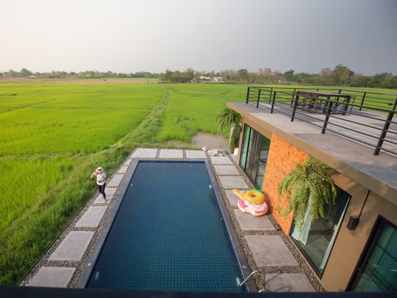 Pool Villa with A Beautiful 180-Degree View Over Rice Paddies