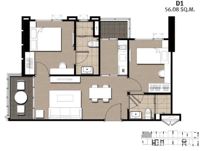 2 Bed Condo for Rent and Sale  Near Phra Ram 9 MRT