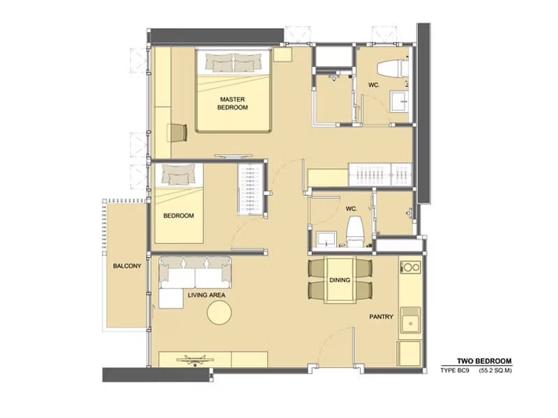 2 Bed Condo for Rent and Sale  Near Huai Khwang MRT
