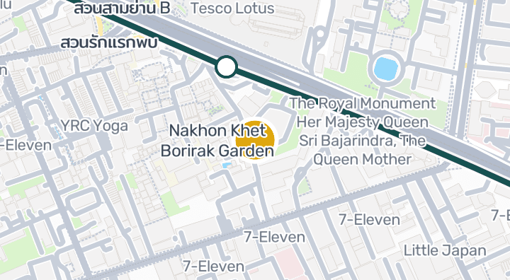 Map showing Wat Hua Lamphong Rukkhaniwet Park