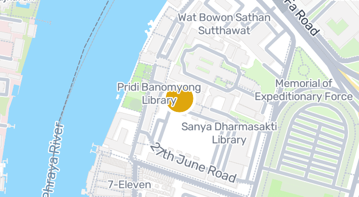 Map showing Thammasat University Tha Phra Chan