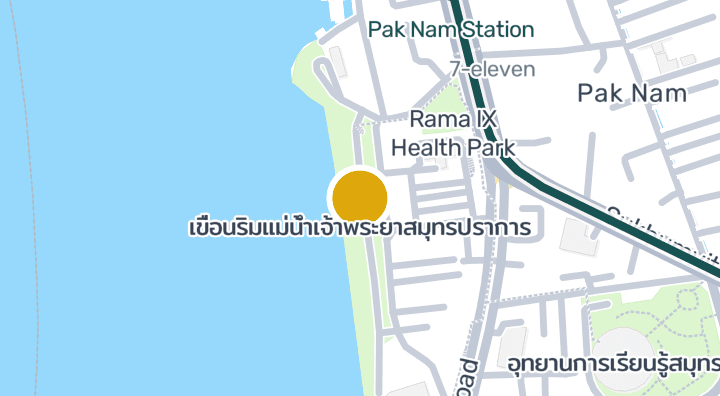 Карта с เขื่อนริมแม่น้ำเจ้าพระยาสมุทรปราการ