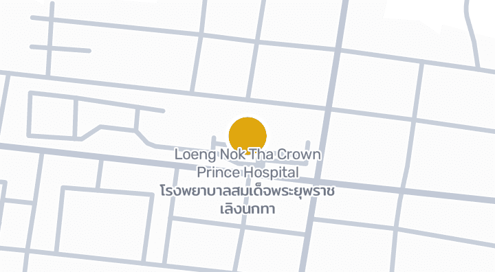 แผนที่แสดงLoeng Nok Tha Crown Prince Hospital โรงพยาบาลสมเด็จพระยุพราช เลิงนกทา
