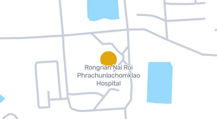 Map showing Rongrian Nai Roi Phrachunlachomklao Hospital