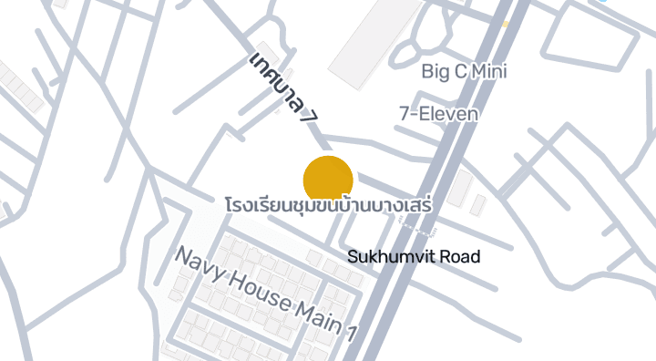 显示โรงเรียนชุมขนบ้านบางเสร่的地图