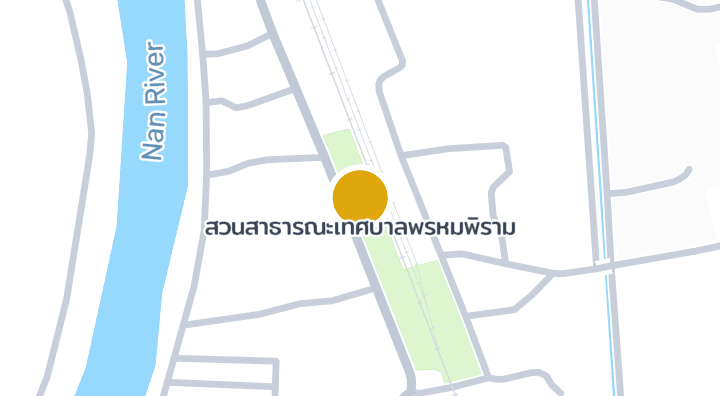 Map showing สวนสาธารณะเทศบาลพรหมพิราม