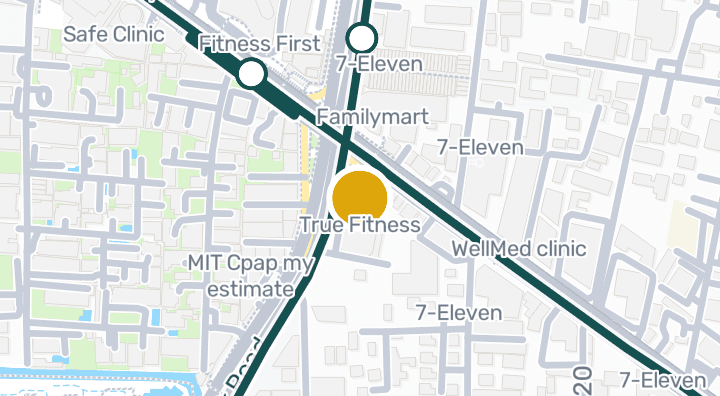 Map showing True Fitness