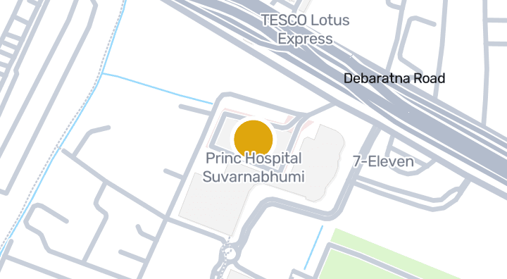Map showing Princ Hospital Suvarnabhumi