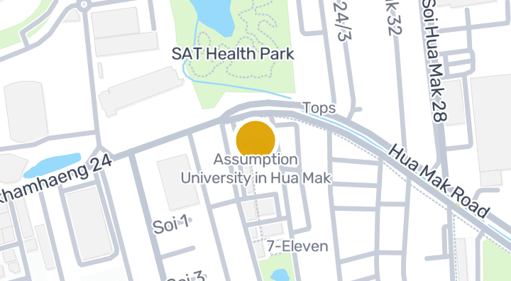 Map showing Assumption University in Hua Mak