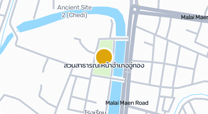 Map showing สวนสาธารณะหน้าอำเภออู่ทอง