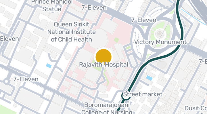 Map showing Rajavithi Hospital