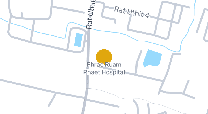 แผนที่แสดงโรงพยาบาลแพร่รวมแพทย์