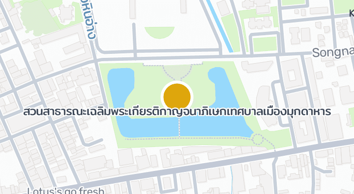 Map showing สวนสาธารณะเฉลิมพระเกียรติกาญจนาภิเษกเทศบาลเมืองมุกดาหาร
