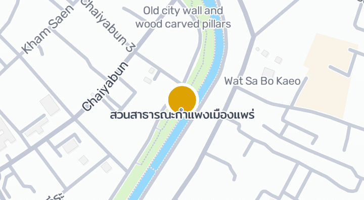 แผนที่แสดงสวนสาธารณะกำแพงเมืองแพร่