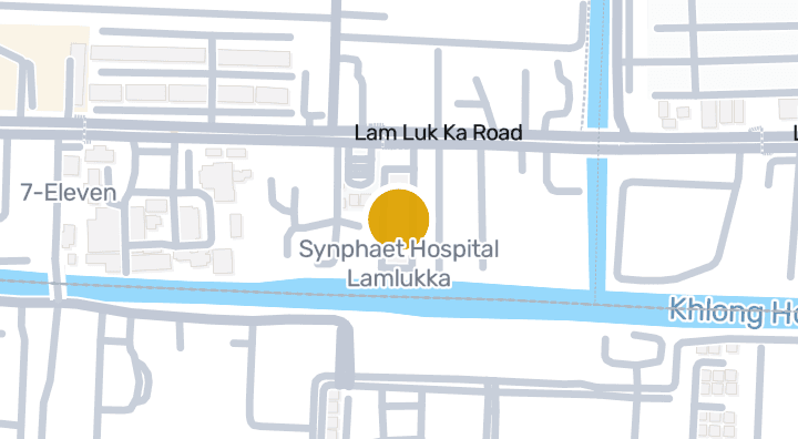 แผนที่แสดงSynphaet Hospital Lamlukka