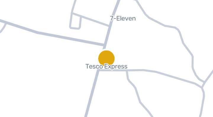 แผนที่แสดงTesco Express