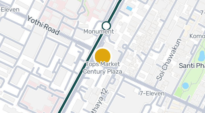 Map showing Tops Market Century Plaza