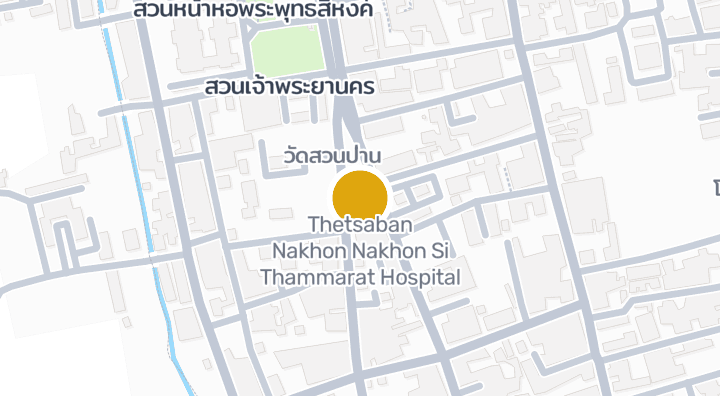 แผนที่แสดงโรงพยาบาลเทศบาลนครนครศรีธรรมราช