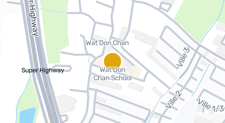 Map showing Wat Don Chan School