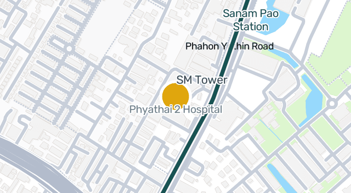 Map showing Phyathai 2 Hospital