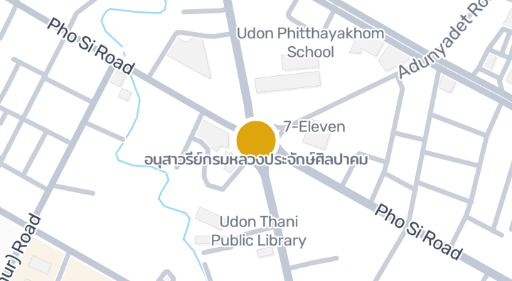 แผนที่แสดงวงเวียนห้าแยกกรมหลวงประจักษ์ศิลปาคม