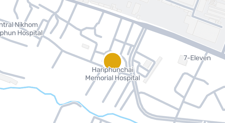 แผนที่แสดงโรงพยาบาลหริภุญชัยเมมโมเรียล