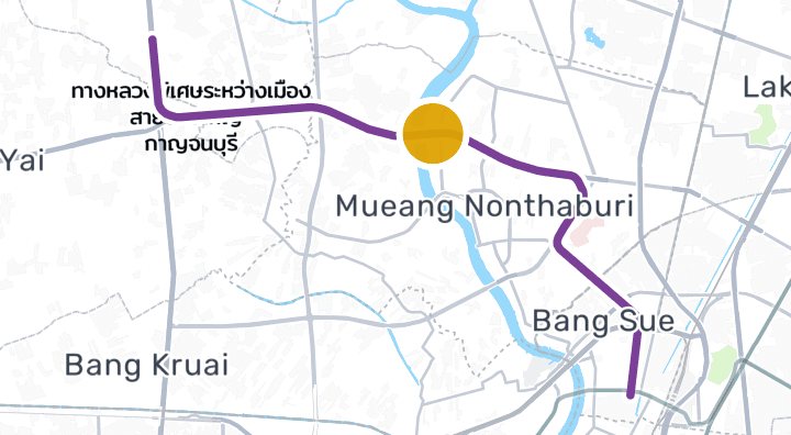 แผนที่แสดงสถานีสะพานพระนั่งเกล้า